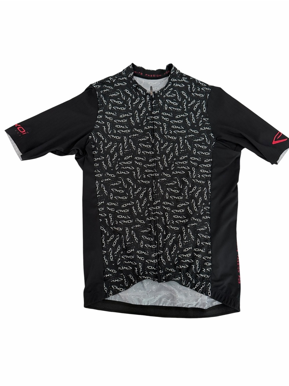 EKOÏ Black All Over Full Zip Cycling Jersey Performance Bike Shirt men's s